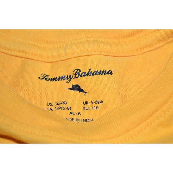 Tommy Bahama Boys Shirt Sz 5/6 Yellow Short Sleeve Athletic Active Pocket Tee - Picture 5 of 6